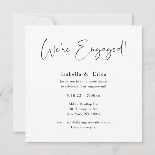 Élégant Script Photo Engagement Party Invitation (Dos)