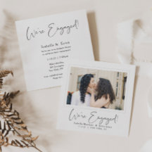 Élégant Script Photo Engagement Party Invitation