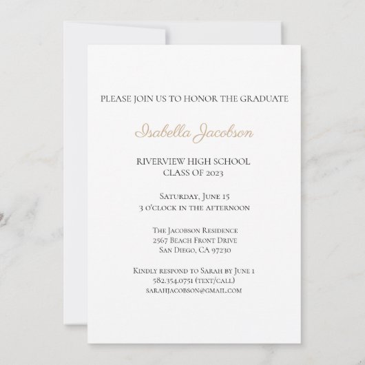 Élégant script photo Faire-part de graduation (Dos)