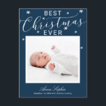 Élégant script photo Faire-part de naissance de No<br><div class="desc">Jolie flocon de neige calligraphie photo carte de Noël faire-part de naissance. Facile à personnaliser avec vos détails. Contactez-moi par conversation si vous avez des questions sur l'oeuvre ou avez besoin d'une personnalisation. VEUILLEZ NOTER : Pour obtenir de l'aide sur les commandes, l'expédition, l'information sur les produits, etc., contactez le...</div>