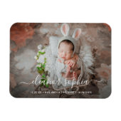 Elegant Script Photo Girl Birth Announement Magneet (Horizontaal)