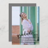 Élégant Script Photo Graduation Invitation (Devant / Derrière)