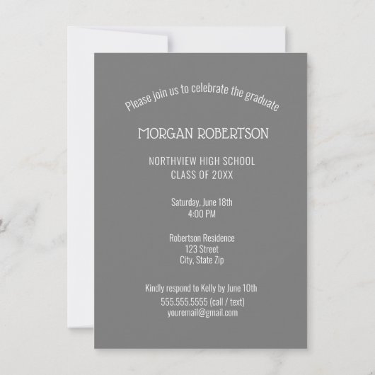 Élégant Script Photo Graduation Invitation (Dos)