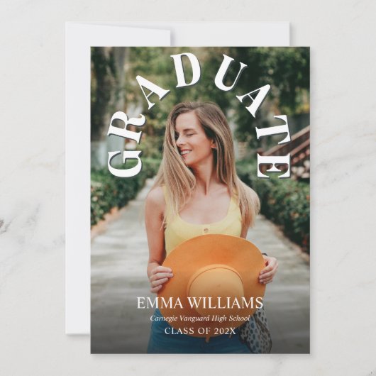 Élégant Script Photo Graduation Invitation (Devant)