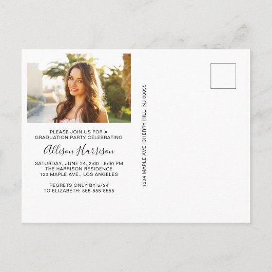 Élégant script photo Graduation Party Invitation (Dos)