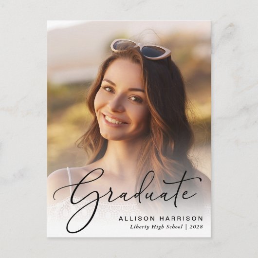 Élégant script photo Graduation Party Invitation (Devant)