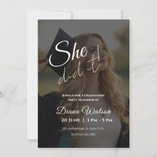 Elegant Script Photo Graduation Party Invitation