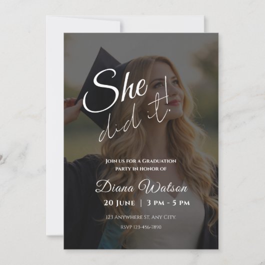 Elegant Script Photo Graduation Party Invitation (Devant)