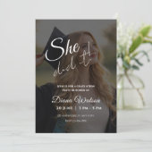 Elegant Script Photo Graduation Party Invitation (Debout devant)