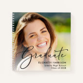Élégant Script Photo Graduation Party Livre d'invi (Devant)
