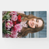 Elegant Script Photo Graduation Party Spandoek (Horizontaal)