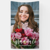 Elegant Script Photo Graduation Party Spandoek (Verticaal)