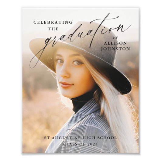 Élégant Script Photo Graduation Welcome Poster (Devant)