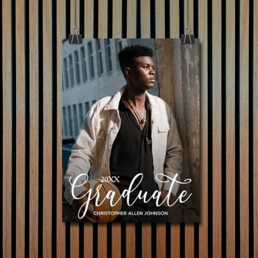 Elegant Script Photo Graduparty Poster