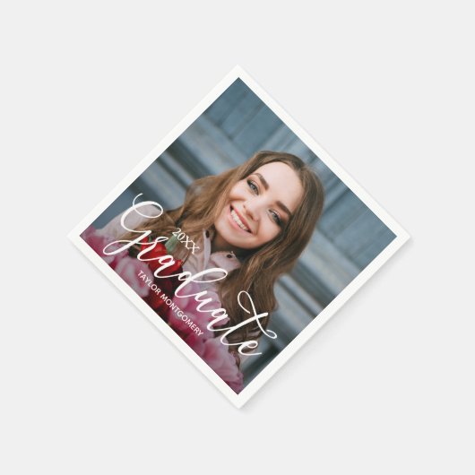 Elegant Script Photo Graduparty Servet (Hoek)