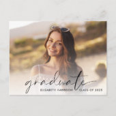 Elegant Script Photo Graduparty Uitnodiging Briefkaart (Voorkant)