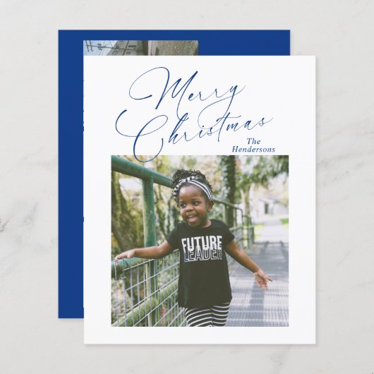 Élégant script photo Joyeux Noël carte (Devant / Derrière)