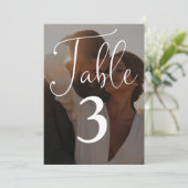 Elegant Script Photo Large Table Number Kaart (Staand voorkant)