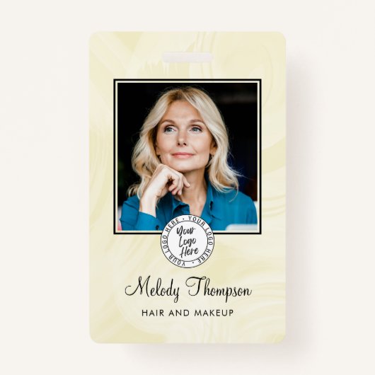 Elegant Script Photo Logo Makeup Hair Badge (Voorkant)