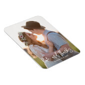 Elegant Script Photo Love and Bedankt Wedding Magneet (Rechterzijde)