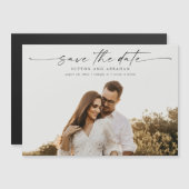 Élégant Script Photo Mariage Carte magnétique (Devant / Derrière)