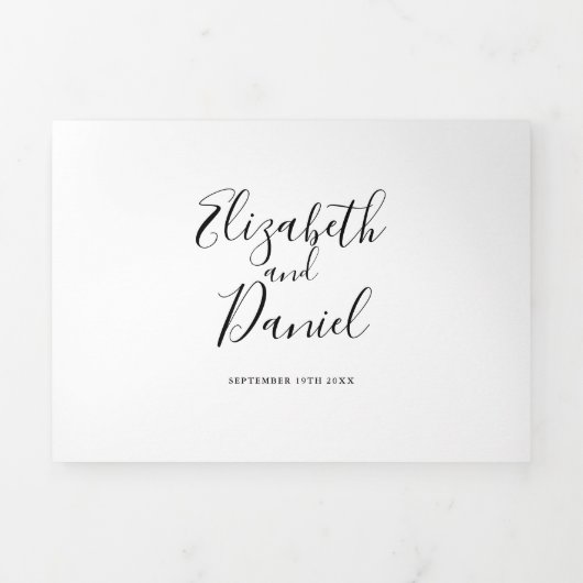 Élégant Script Photo Mariage Tri-Fold Invitation (Page de couverture)