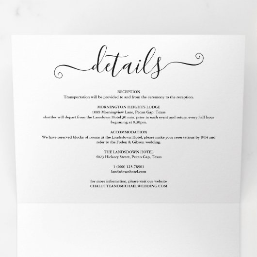 Élégant Script Photo Mariage Tri-Fold Invitation (Intérieur en premier)