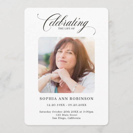 Elegant Script Photo Memorial Orde van Service Programma (Voorkant)