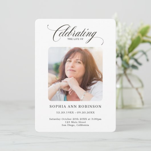 Elegant Script Photo Memorial Orde van Service Programma (Staand voorkant)