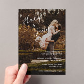 Elegant Script Photo Modern Wedding Acryl Uitnodigingen (Insitu (Draagbaar))