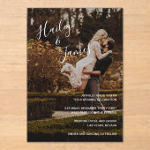 Elegant Script Photo Modern Wedding Acryl Uitnodigingen (Voorkant)