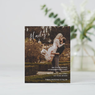 Elegant Script Photo Modern Wedding Sla de datum o