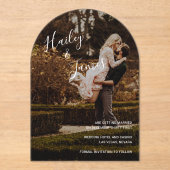 Elegant Script Photo Modern Wedding Sla de datum o Acryl Uitnodigingen (Voorkant)