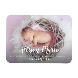 Elegant Script Photo Overlay New Baby Modern Magneet