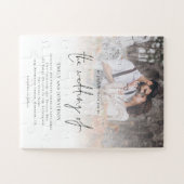 Elegant Script Photo Overlay Wedding Invitation Legpuzzel (Horizontaal)