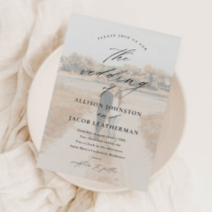 Elegant Script Photo Overlay Wedding Magnetische Uitnodiging