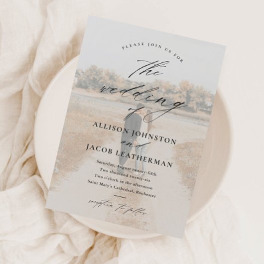 Elegant Script Photo Overlay Wedding Magnetische Uitnodiging