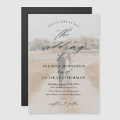 Elegant Script Photo Overlay Wedding Magnetische Uitnodiging (Voorkant / Achterkant)