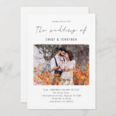 Elegant Script Photo QR Code Weddenschap Kaart (Voorkant / Achterkant)