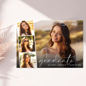 Elegant Script Photo Strip Graduparty Kaart