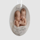 Elegant Script Photo Twin Babies First Christmas (devant)