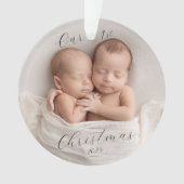 Elegant Script Photo Twin Babies First Christmas (devant)