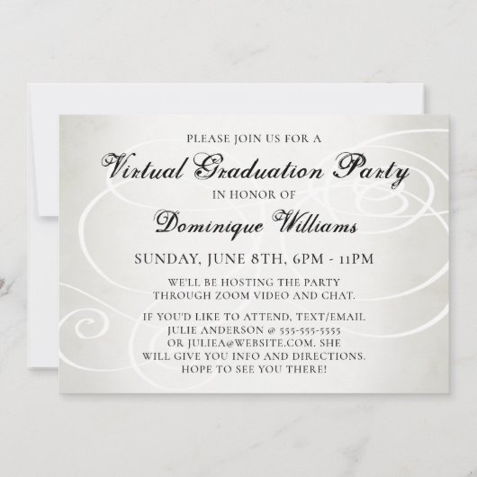 Elegant Script Photo Virtual Graduparty Kaart (Achterkant)