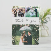 Elegant Script Photo Weddenschap Bedankt (Staand voorkant)