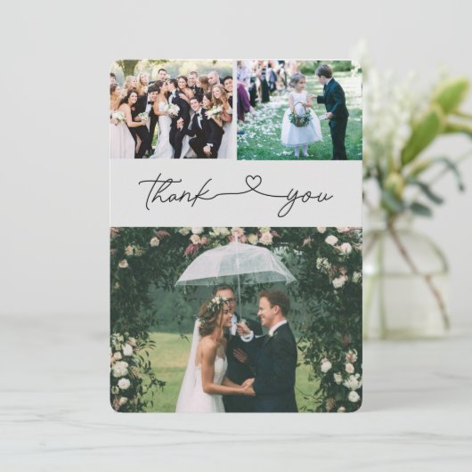 Elegant Script Photo Weddenschap Bedankt (Staand voorkant)