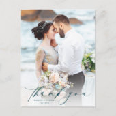 Elegant Script Photo Weddenschap Bedankt Briefkaart (Voorkant)