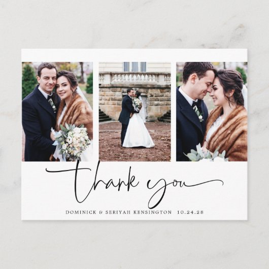 Elegant Script Photo Weddenschap Bedankt Briefkaart (Voorkant)