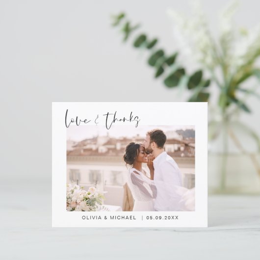 Elegant Script Photo Weddenschap Hartelijk dank (Staand voorkant)