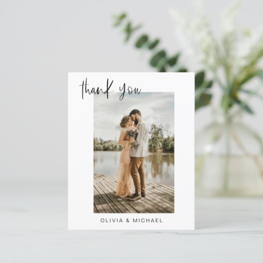 Elegant Script Photo Weddenschap Hartelijk dank (Staand voorkant)