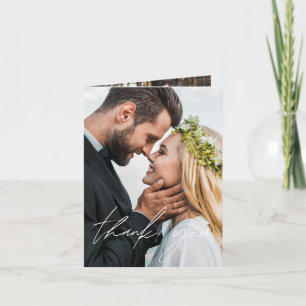 Elegant Script Photo Weddenschap Hartelijk dank Bedankkaart